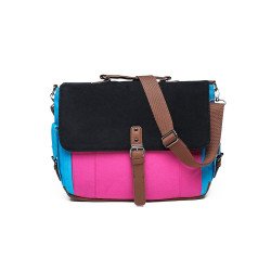 Tri-Color Canvas Messenger Bag